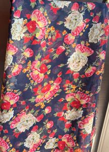 Floral Print Nevy Blue Saree