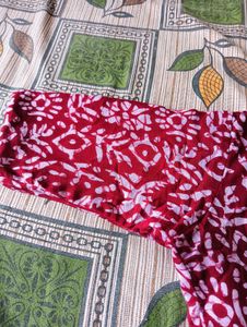 Red &amp; White Print Fabric With Blouse