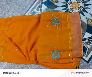 Orange Embroidered Saree