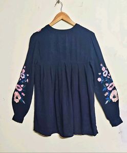 Black Embroidery Work Cotto  Top Size-38
