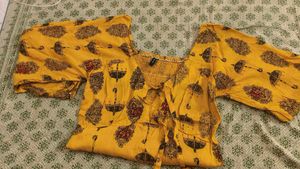 Yellow Umbrella Print Crop Top
