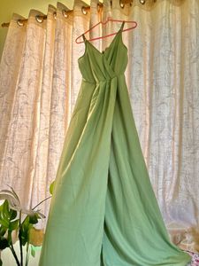 Lime Green Slit Maxi Dress