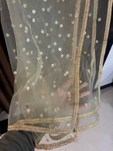Elegant Gold Polka Dot Dupatta