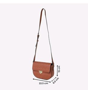 Iykyk Compact Brown Textured Crossbody Sling Bag