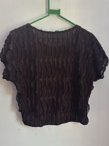 Black Fancy Crop Top