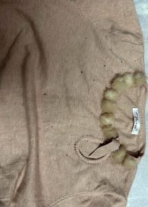 Beige Embellished Sweater