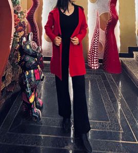 Stylish Red Hooded Coat