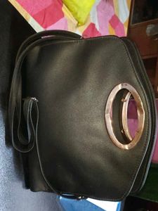 Black Handbag with Gold Handle