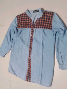 Blue Plaid Accent Button-Down