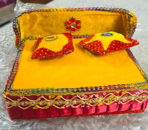 Red &amp; Gold Decorative Kreshna Ji Ka Bed