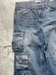 Blue Denim Cargo Pants