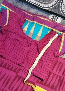 Saree In Multi Colour With Golden Lace.
