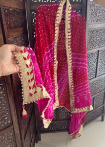 New Beautiful Silk Blend Bandhani Gota Dupatta