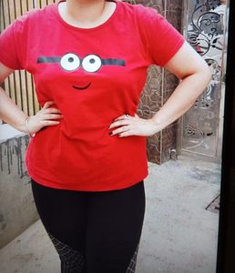 Red Hosiery T Shirt For Women