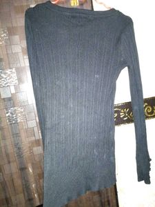Black Ribbed Long Sleeve Top