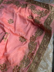 Elegant Peach Embroidered Saree