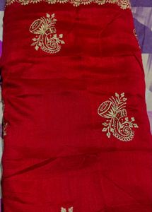 Burgundy &amp; Gold Embroidered Fabric