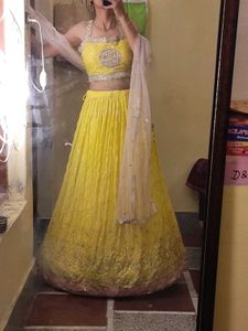 Beautiful Lime Yellow Lehenga Choli Set