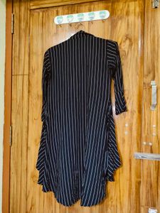 Striped High-Low Top/ Shrug