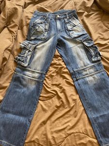 Unisex blue Cargo Super Baggy Jeans