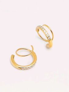 Gold Rhinestone Spiral Hoop Earrings