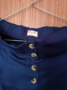 Navy Skirt with Buttons