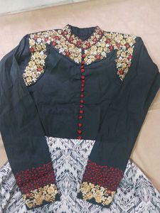 Floral Print Dress with Embellished Top&amp;dupatta