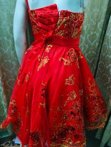 Red &amp; Gold Hi Low Party Dress