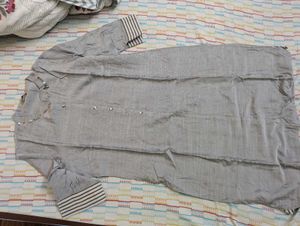 Grey Cotton Silk Kurta
