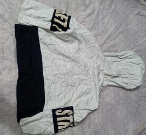 aesthetic y2k grey crop hoodie / jacket 🎀✨
