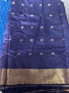Navy Blue Silk Blend Saree