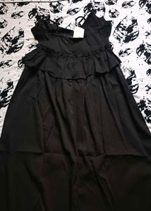 Black Ruffle Detail Maxi Dress