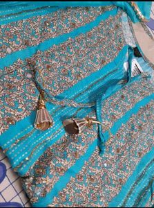 Teal Embroidered Kurta Set XXL