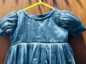Satin Material Puff Sleeve Frock
