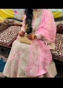 Pink &amp; Gold Embroidered Lehenga