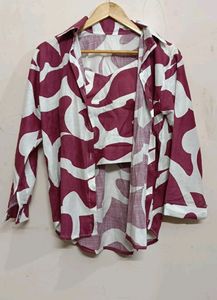 Crop Top And Shirt Set