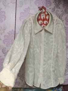Cream Shirt With Flower Print