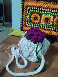 Crochet rose potli bag
