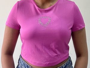 H&m Pink Stone Crop Top