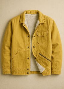 Mustard Shearling-Lined Canvas Jacket