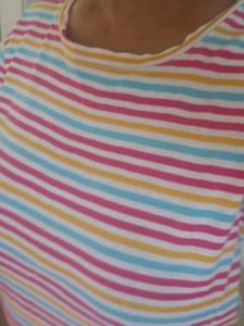 Vibrant Multi-Color Striped Ribbed T-Shirt