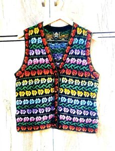 Vintage Floral Knit Vest size-38