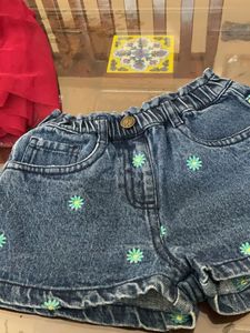 Cute Denim Shorts with Flowers