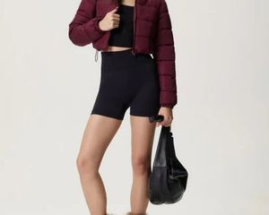 Burgundy Cropped Puffer Jacket