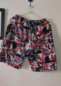 Abstract Print Elastic Waist Shorts