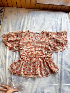 Floral Top &amp; Black Skirt Set