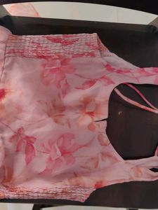 festive peach organza anarkali dress with dupatta