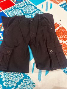 Kids Black Cargo Pants