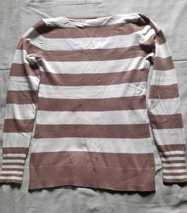 Rue21 Brown &amp; White Striped Sweater Women&#39;s Top M