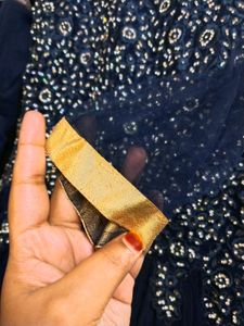 BEAUTIFUL DARK BLUE GOWN WITH NET DUPATTA